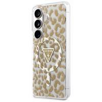 Guess dėklas IML Leopard Print Triangle MagSafe for Samsung Galaxy S26 rudas