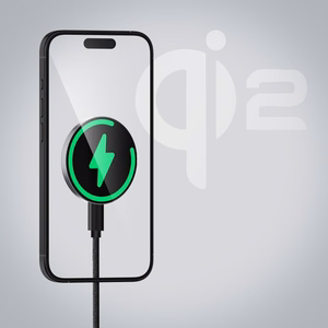 FORCELL F-ENERGY Smart Charge Qi2 15W belaidis įkroviklis su 150cm nuimamu kabeliu suderinamas su MagSafe sidabrinis