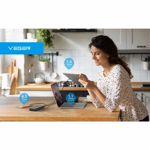 VEGER Išorinė baterija 20000 mAh PD QC3.0 5A 100W T100 (W2032C-100) juoda