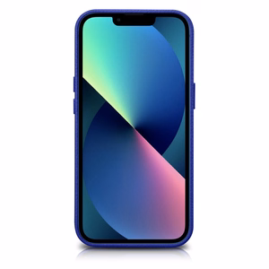 iCarer Litchi Premium odinis dėklas iPhone 14 Magnetinis odinis dėklas su MagSafe Tamsiai mėlynas (WMI14220709-DB)