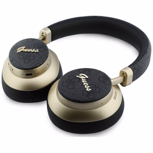 Belaidės ausinės Guess ENC 4G Gold Script Metal, juodos