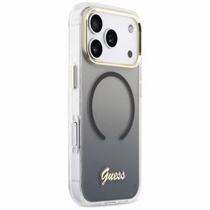 Guess IML Gradient Script Metal MagSafe Dėklas for iPhone 17 Pro Max - juodas