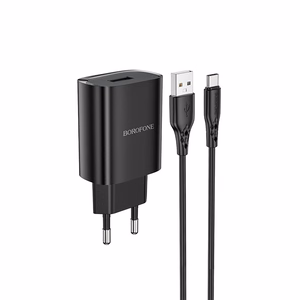 Borofone Sieninis įkroviklis BN1 Innovative - USB - 2,1A su USB į Type C juodas