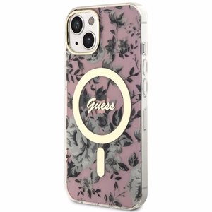 Guess Flower Magnetinis dėklas telefonui iPhone 14 - rožinė
