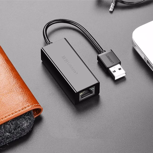 Ugreen išorinė tinklo plokštė RJ45 - USB 2.0 100 Mbps Ethernet juoda (CR110 20254)