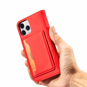 Magnetinis dėklas kortelėms iPhone 12 Pro Max dėklas kortelių piniginė kortelių laikiklis raudonas
