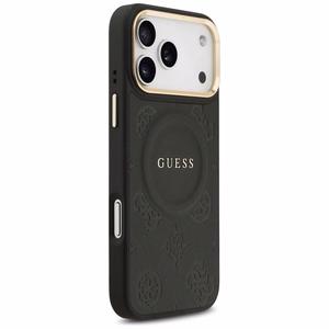Guess Peony Hot Stamp Magnetinis dėklas telefonui iPhone 17 Pro Max - juodas