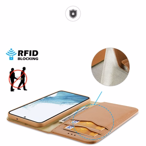 Dux Ducis Hivo dėklas Samsung Galaxy S23+ atverčiamas dėklas su pinigine ir RFID apsauga rudas