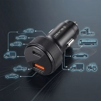 Blavec Automobilinis įkroviklis BS-04B-C Volt - USB + Type C - QC 3.0 18W PD 30W su Type C to Type C cable (CCBS04BCV-UCB) juodas