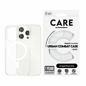 CARE by PanzerGlass Urban Combat dėklas MagSafe iPhone 15 Pro - baltas