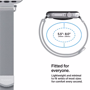 SPIGEN WBM4 dirželis APPLE WATCH 8 / 9 / 10 / 11 / SE (40 / 41 / 42 MM) sidabrinis