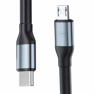 3mk Hyper Cable N-SERIES USB-C / MicroUSB laidas 1m QC 3.0 5V/2A 10W juodas