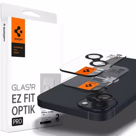 Spigen Glas.tR EZ Fit Optik Kameros apsauginis stiklas iPhone 14 / Plus / 15 / Plus - juodas 2 vnt
