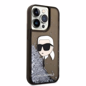 Karl Lagerfeld Glitter Karl's Head dėklas telefonui iPhone 14 Pro Max - juodas