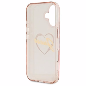 Guess IML Heart iPhone 16 dėklas telefonui - rožinis