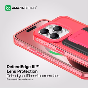 Amazing Thing Titan Pro Neon Mag piniginės dėklas 10FT IP156.7PTWPN Iphone 15 Pro Max rožinė su stovu