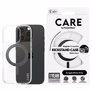 CARE by PanzerGlass Funkcinis dėklas telefonui su stovu iPhone 16 Pro 6.3" juodas/juodas Magnetinis 1322