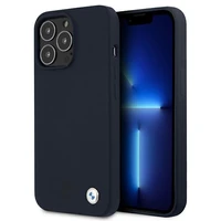 BMW Silicone Signature dėklas telefonui iPhone 13 Pro Max 6.7" - tamsiai mėlynas