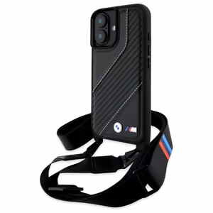 BMW M Edition Carbon Stripe & Strap Dėklas telefonui Apple iPhone 16 - juodas