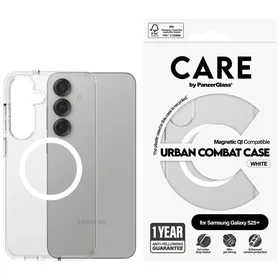 CARE by PanzerGlass Flagship Urban Combat White QI dėklas telefonui Samsung Galaxy S25+ - permatomas