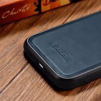 iCarer odinis Oil Wax dėklas telefonui iPhone 14 Pro Max, odinis dėklas mėlynas (WMI14220720-BU)