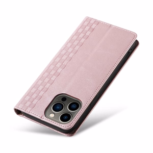 Magnetinis dirželio dėklas telefonui iPhone 14 Pro Max su atverčiamu dangteliu, mini pinigine, stovu ir dirželiu, rožinė