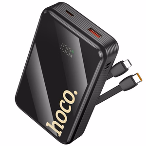 Išorinė baterija Hoco 20000 mAh QC PD 22,5W su integruotais laidais USB C + Lightning Q37A juoda