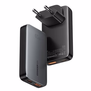 Įkroviklis Essager GaN Ultra juodas 65W (1xPD / 1xQC3.0)