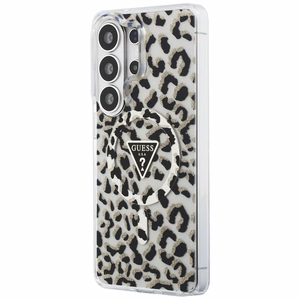 GUESS dėklas for SAMSUNG S26 Ultra GUHMS26LHLEGTGLK (Magnetic IML Leopard Print Triangle) juodas