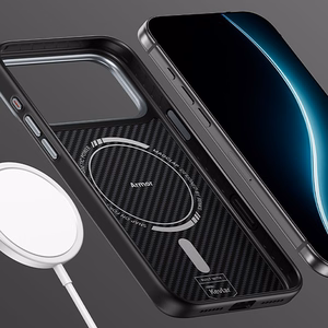 Benks Magnetic Armor Pro 600D kevlaro dėklas su metaliniu rėmeliu (C.K.FL.AP.BK.BA72), skirtas iPhone 18 Pro / 17 Pro, juodas