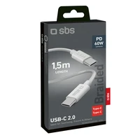SBS TECABLETISSUETCCG USB-C - USB-C 1,5 m 60W pintas kabelis - pilkas