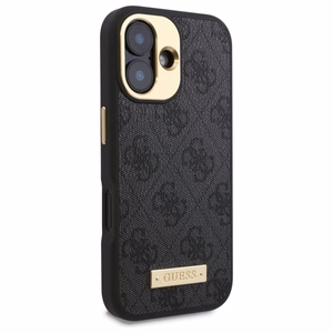 Guess 4G logotipo plokštelės Magnetinis iPhone 16 dėklas – juodas