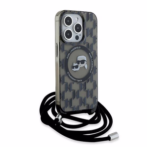 Karl Lagerfeld IML Crossbody Monogram Karl & Choupette Head Magnetinis dėklas telefonui iPhone 15 Pro - juodas