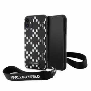 Karl Lagerfeld KLHCN61SAKLMBSK iPhone 11 / Xr 6.1" juodas kietas dėklas Monograma Losange Saffiano