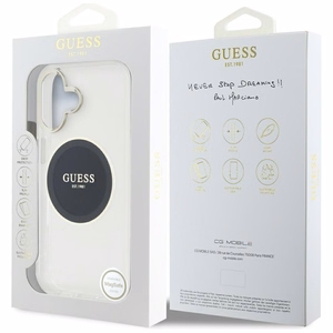 Guess IML Metal Colored Circle Classic Logo Magnetinis dėklas telefonui iPhone 16 - juodas