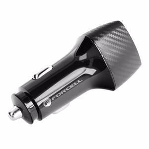 FORCELL F-ENERGY Carbon CC50-1AC automobilinis įkroviklis USB A su kabeliu Type C PD QC3.0 3A 38W juodas