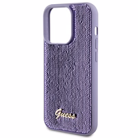 Guess Sequin Script Metal dėklas telefonui iPhone 15 Pro Max - violetinis