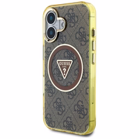 Guess IML Metal Glitter 4G Circle Triangle Magnetinis dėklas telefonui iPhone 16 - rudas