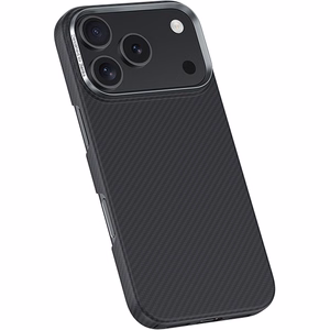 Juodas „Benks Magnetic Armor Air 600D“ kevlaro dėklas su metaliniu rėmeliu (C.K.FL.AP.BK.A072), skirtas iPhone 18 Pro / iPhone 17 Pro