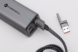 FORCELL F-ENERGY C241 4in1 kabelis Type C į USB A į Type C / Lightning QC PD 3A 60W 1 m chromuotas