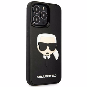 Karl Lagerfeld KLHCP14LKH3DBK iPhone 14 Pro 6.1 juodas kietasis dėklas 3D guminė Karlo galva