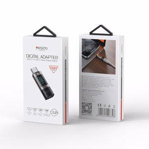 Yesido adapteris OTG GS24 - Type C (vyras) į Type C (moteris) - su LCD ekranu juodas