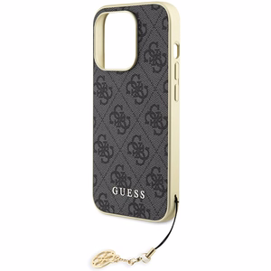 Guess GUHCP15LGF4GGR iPhone 15 Pro 6.1" pilkas/pilkas kietas dėklas 4G Pakabukų Kolekcija