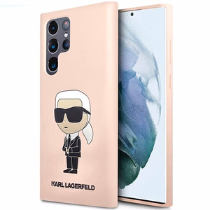 Karl Lagerfeld KLHCS23LSNIKBCP Sam S23 S918 Ultra kietas dėklas rožinis/rožinis Silikoninis Ikonik