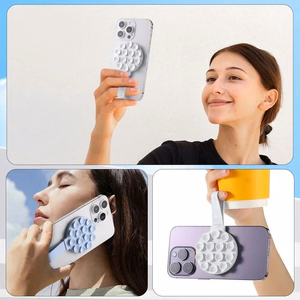 Silikoninis prisiurbiantis telefono laikiklis magnetinis su žiedu MSH9 raudonas