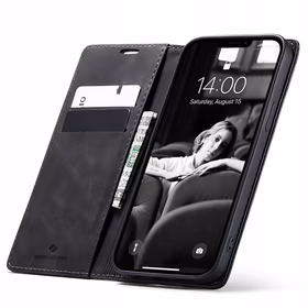 Spacecase piniginės dėklas iPhone 13 juodas