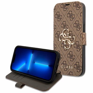 Guess GUBKP13X4GMGBR iPhone 13 Pro Max 6.7" rudas/rudas knygos tipo dėklas 4G Big Metal Logo