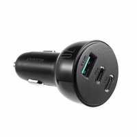 Joyroom automobilinis įkroviklis 70W su 3 jungtimis: USB, 2 x USB-C juodas (JR-CL26)