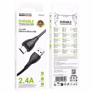 Borofone Kabelis BX121 Energija - USB į Micro USB - 2,4A 1 metras - juodas