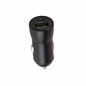 "Maxlife MXCC-04 PD QC automobilinis įkroviklis 1x USB-C 1x USB 20W juodas + USB-C - Lightning kabelis 27W